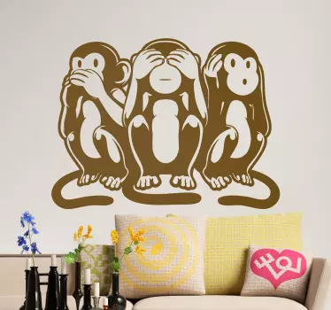 Three Monkeys Wall Art Sticker - TenStickers