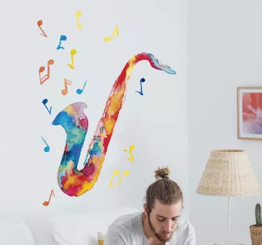 Sticker Note de Musique Saxophone Coloré - TenStickers