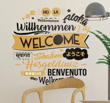 Vinilo pared frase bienvenido varios idiomas - TenVinilo