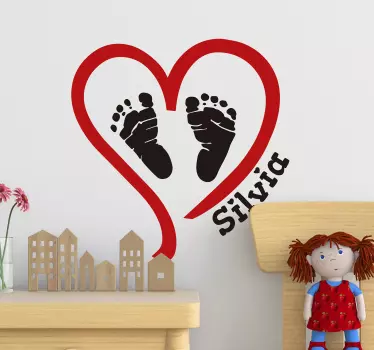 Sticker Chambre Enfant Coeur avec prénom - TenStickers