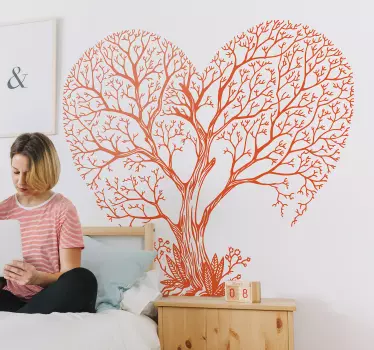 Ağaç kalp ağaç duvar sticker - TenStickers