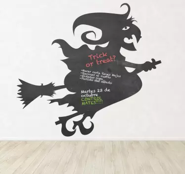 Witch and Broom Blackboard Sticker - TenStickers