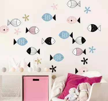 fish with textures fish wall sticker - TenStickers