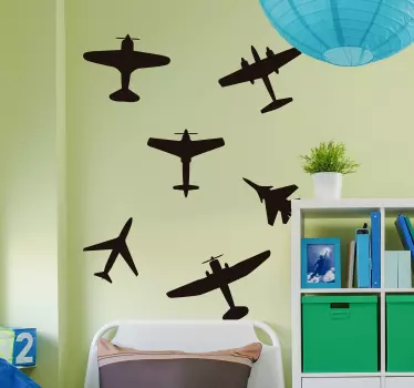 Silhouette stickers vliegtuigen - TenStickers