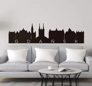 Naklejka na ścianę sylwetka Panorama Gdańsk - TenStickers