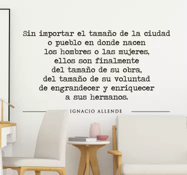 Vinilo frase célebre Ignacio Allende - TenVinilo