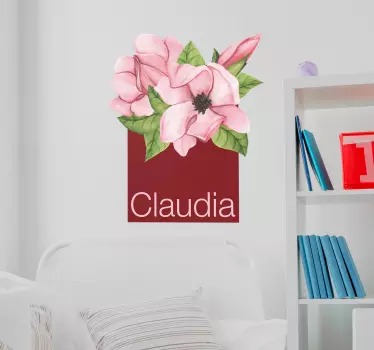 Magnolia with Name Customisable Wall Sticker - TenStickers