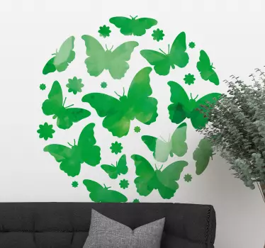 Green butterflies animal wall sticker - TenStickers