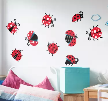 瓢虫设置动物墙贴纸 - TenStickers