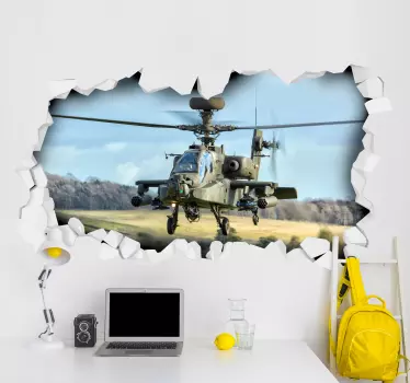 直升机3d墙壁壁画贴纸 - TenStickers