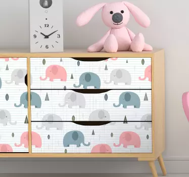 Vinilo infantil para muebles elefantes nórdico - TenVinilo