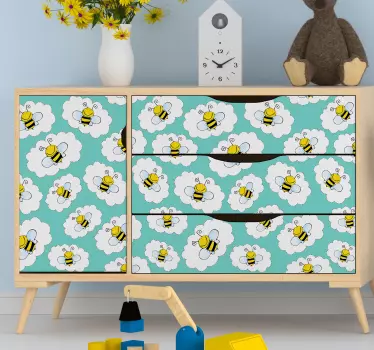 child clouds and bees furniture sticker - TenStickers