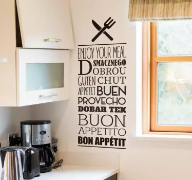 Bon Appetit Languages Text Sticker - TenStickers