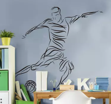 Naklejka z rysunkiem piłkarz z piłką - TenStickers