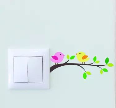 Birds on branch light switch sticker - TenStickers