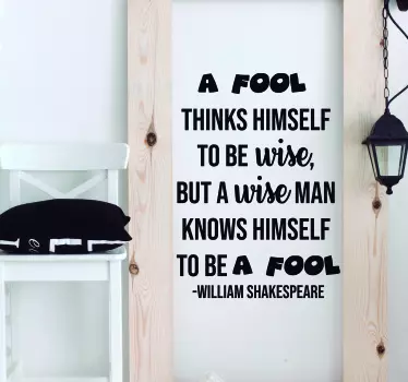 William Shakespeare Fool Living Room Wall Decor - TenStickers