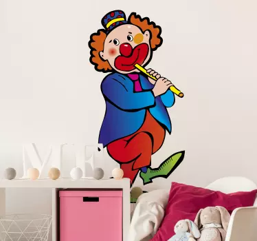 Flute Clown Kids Wall Sticker - TenStickers