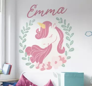 Princess unicorn with name fairy tale decal - TenStickers