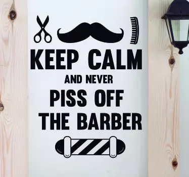 Keep Calm Barber Text Sticker - TenStickers