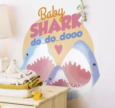 Text Aufkleber Baby Shark Familie - TenStickers