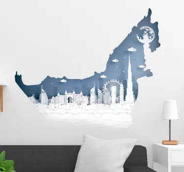 UAE map with symbols world map wall sticker - TenStickers