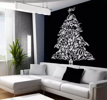 Nálepka na stenu s vianočným stromčekom - Tenstickers