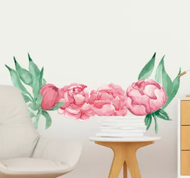 분홍색 모란 꽃 벽 스티커 - TenStickers