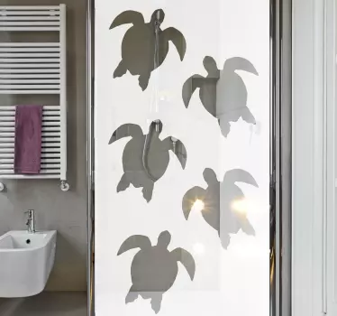 Sea tortoise shower screen sticker - TenStickers