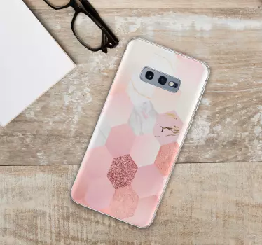 Pink geometric texture phone sticker - TenStickers