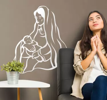 Virgin Mary & Baby Jesus Wall Sticker - TenStickers
