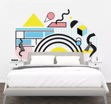 Sticker Maison Tête de lit style Memphis - TenStickers