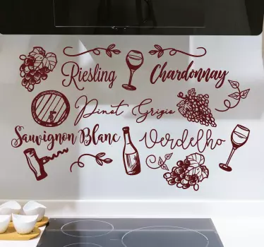 Fabulous kinds of wine drink sticker - TenStickers
