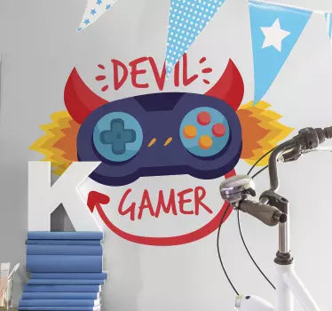 Geweldige duivel videogamer zelfklevende sticker - TenStickers