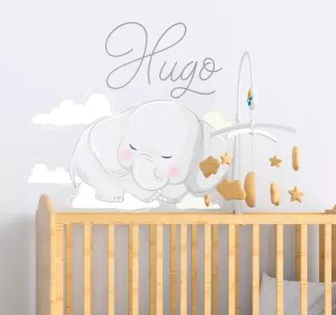 Elephant sleeping on named clouds wall decal - TenStickers