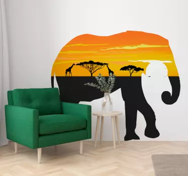 Elefant peisaj africa animal sălbatic autocolant - TenStickers