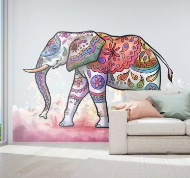Painted elephant wild animal decal - TenStickers