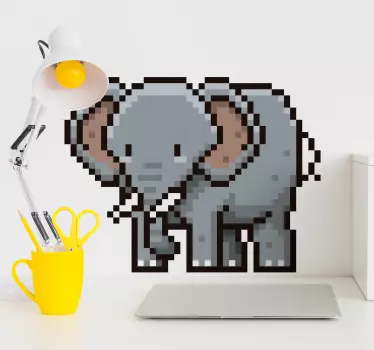 픽셀 코끼리 동물 벽 데칼 - TenStickers