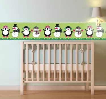Penguin and Snowman Wall Border Sticker - TenStickers