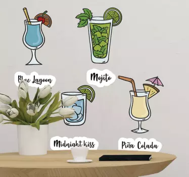 Delightful summer cocktails drinks sticker - TenStickers