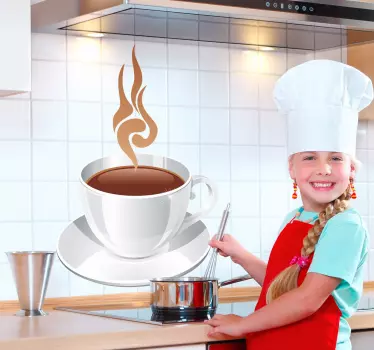 Hot Coffee Cup Kitchen Sticker - TenStickers