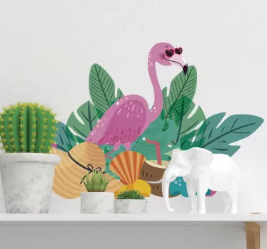 Wandtattoo Wohnzimmer Sonnenbrillen Flamingo - TenStickers