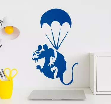 Rat with parachute wall art sticker - TenStickers
