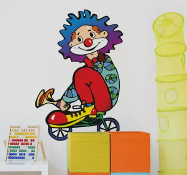 Sticker enfant clown mini velo - TenStickers