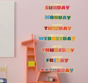 Week days in English educational wall sticker - TenStickers