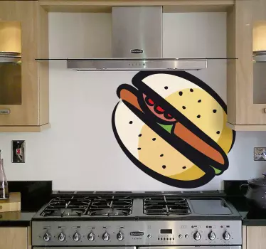 Kleur hamburger broodje sticker - TenStickers