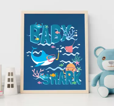 Sticker Mural baby shark personnalisable - TenStickers