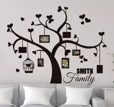 家族の写真木の壁のステッカー - TENSTICKERS