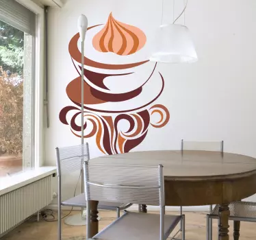 Cappuccino Coffee Illustration Wall Sticker - TenStickers