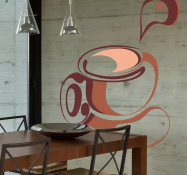 Vinilo decorativo abstracción taza café - TenVinilo
