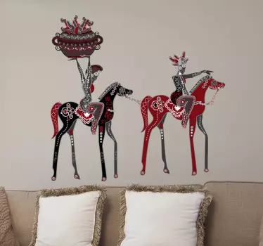 Two Ladies & Horses Wall Sticker - TenStickers